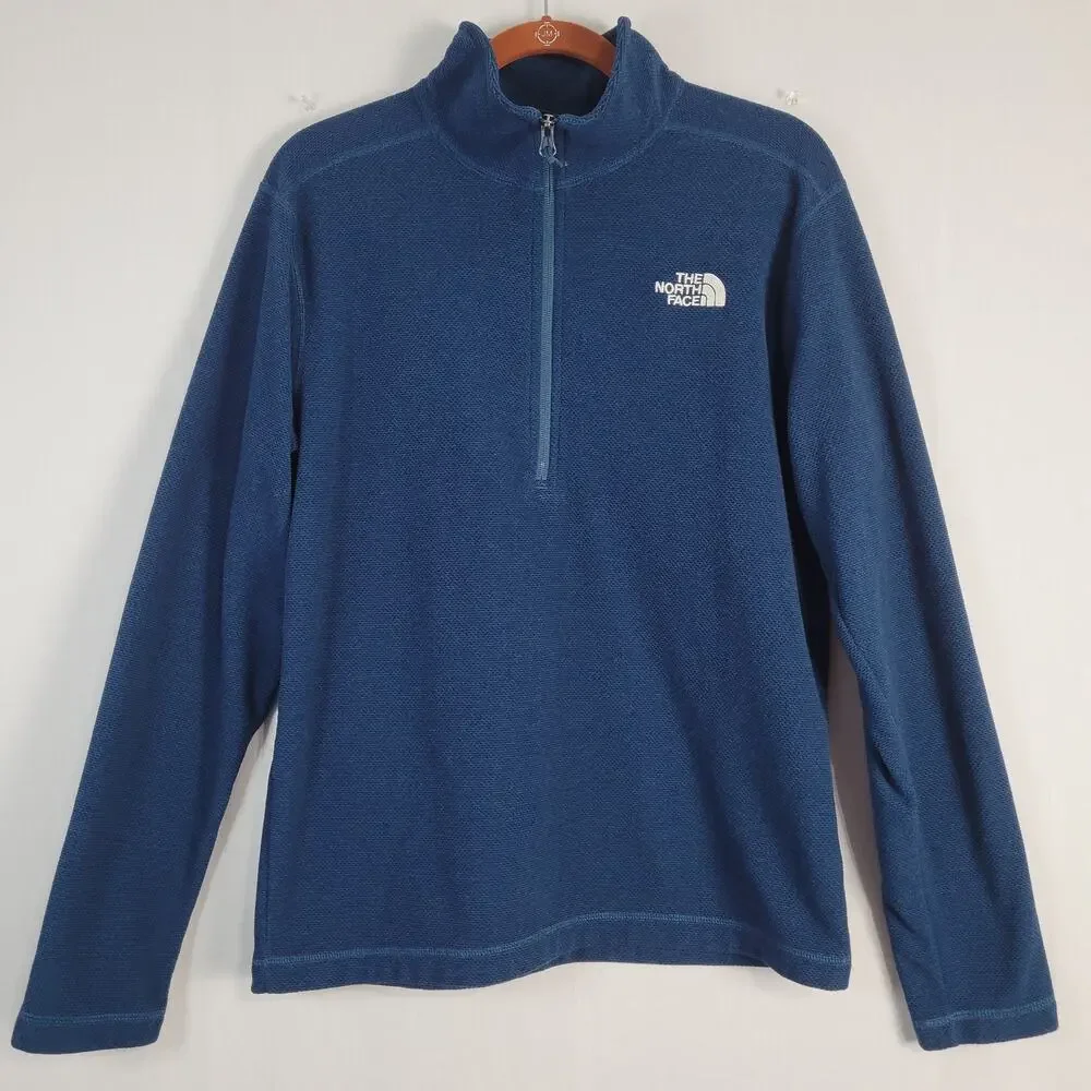 The North Face Textured Quarter Zip men's size M Blue Outdoor Hiking Classic